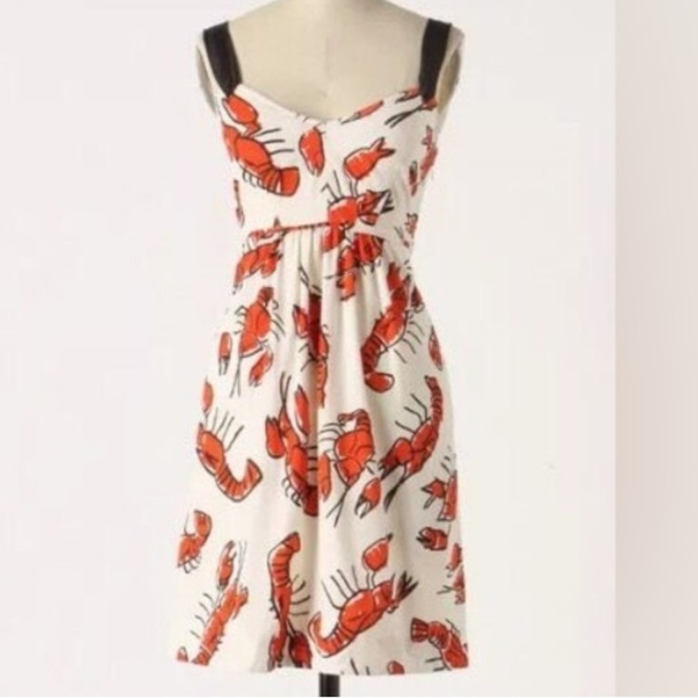 Anthropologie Salty Seas Edme & Esyllte Lobster Dress, Size 14